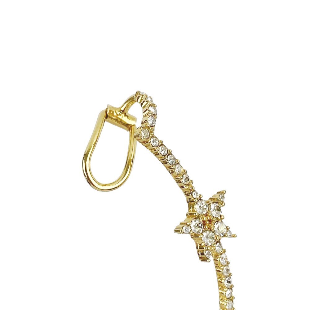 V price cut V # new same # Dior earcuff accessory GP fake pearl rhinestone Gold [112713]