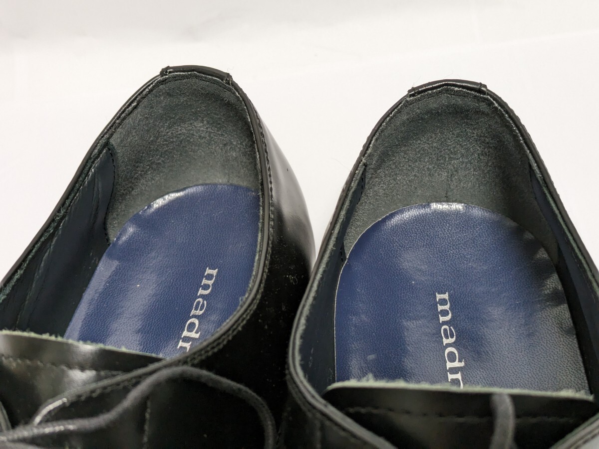 ［良品] madras 26.5cm ビジネスシューズ スワールトゥ 人気ブランド フォーマル ブラック 合皮 ドレス 紳士靴 送料無料！の画像10