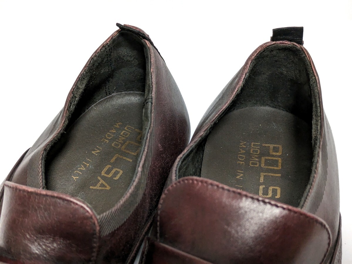 [イタリア製] POLSA 41 25.5cm 本革　ビジネスシューズ　ローファー　メンズ　レザー　革靴　フォーマル　紳士靴　ドレス　送料無料！