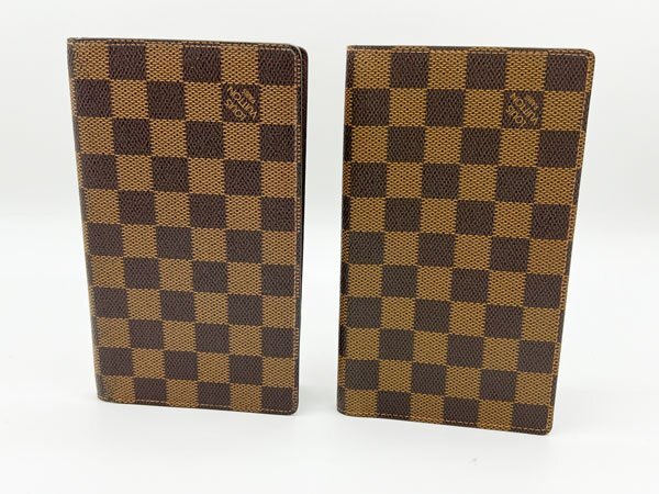 １円 LOUIS VUITTON LOUIS VUITTON ルイヴィトン ダミエ 手帳カバー アジェンダ オリゾンタル R20704 2個セット 剥がれなし 中古品の画像1