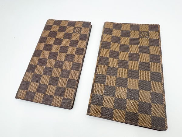 １円 LOUIS VUITTON LOUIS VUITTON ルイヴィトン ダミエ 手帳カバー アジェンダ オリゾンタル R20704 2個セット 剥がれなし 中古品の画像10