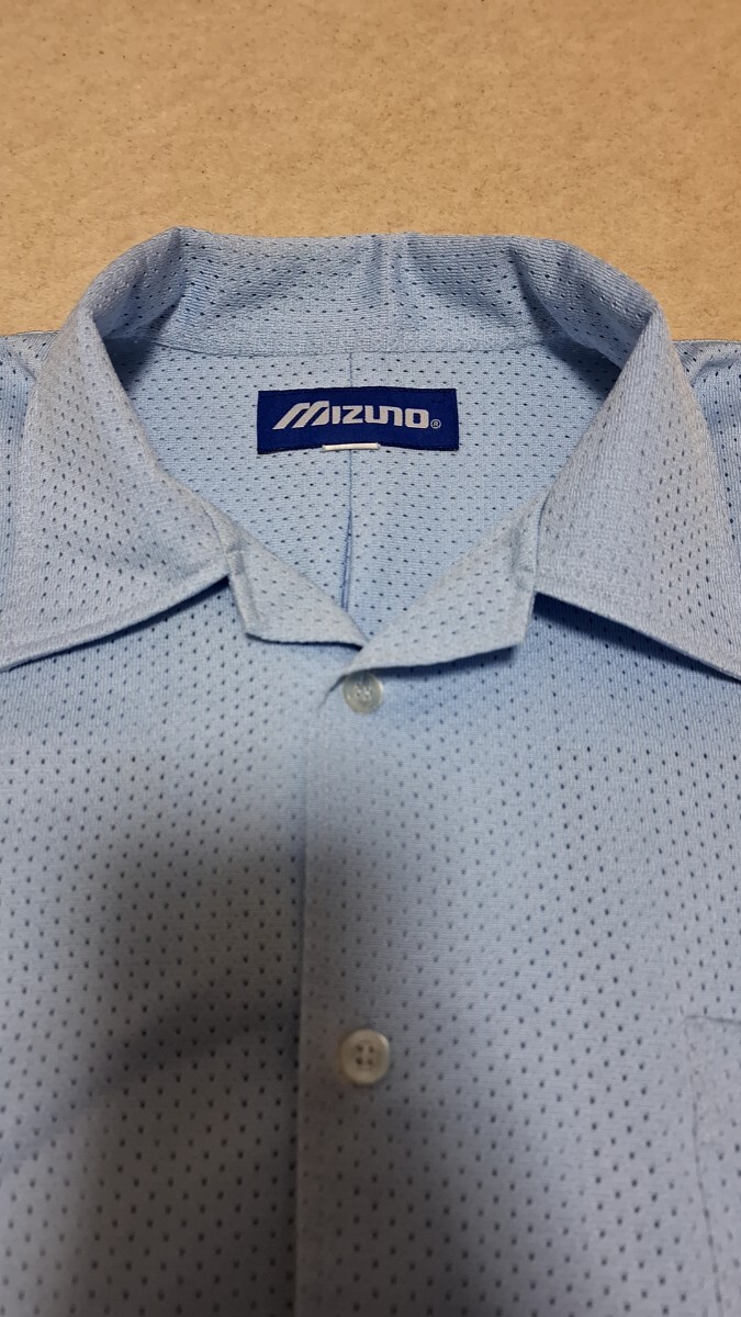 ②中古 XOサイズ ミズノ 半袖審判シャツ MIZUNO 審判服 パウダーブルー 水色 青 フルオープンシャツ 少年野球 高校野球 アンパイア 52HU24の画像3