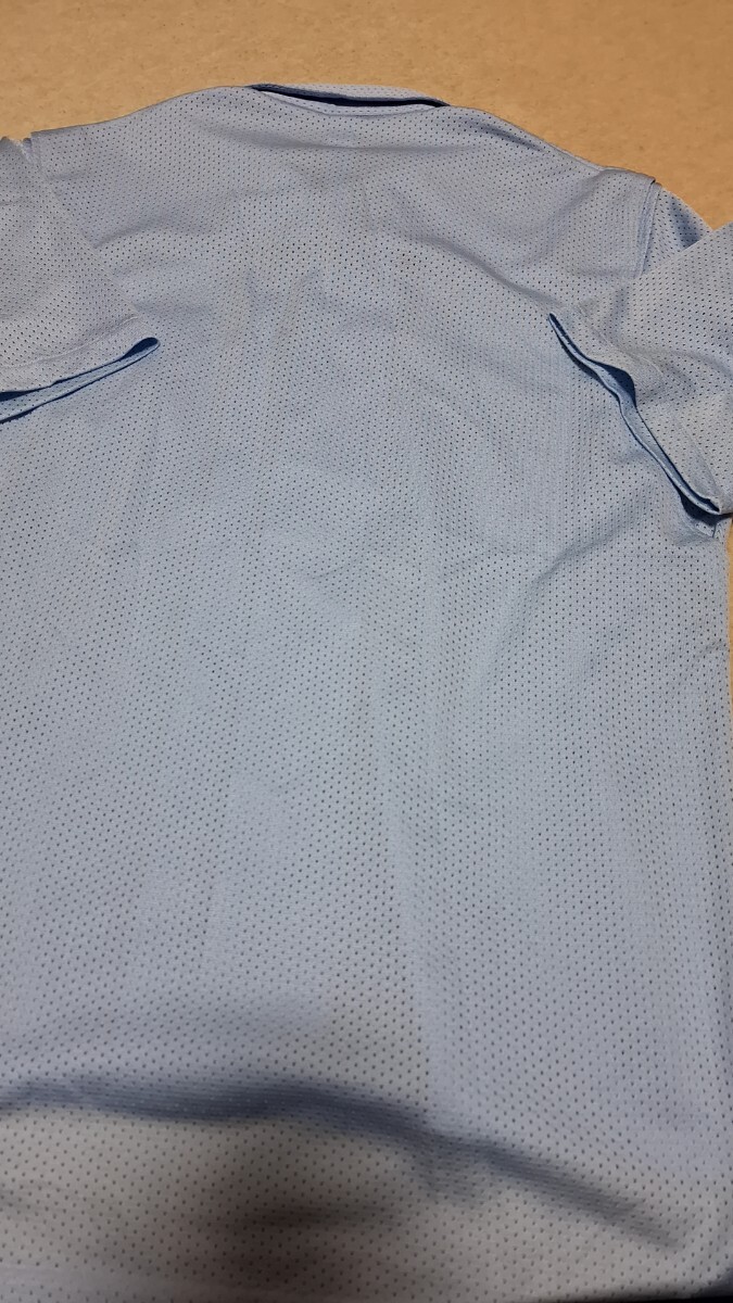 ②中古 XOサイズ ミズノ 半袖審判シャツ MIZUNO 審判服 パウダーブルー 水色 青 フルオープンシャツ 少年野球 高校野球 アンパイア 52HU24_画像5