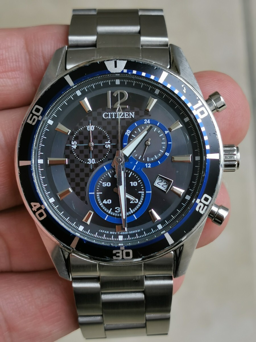 シチズン ソーラー腕時計 メンズ ストップウォッチ ベルト社外品の画像5