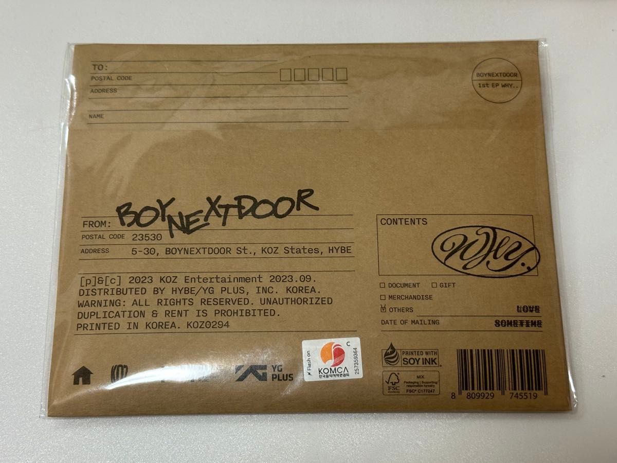 BOYNEXTDOOR ボネクド ボイネク WHY letter ver ソンホ CD BOYNEXTDOOR ボネクド ボイネク WHY letter ver ソンホ CD