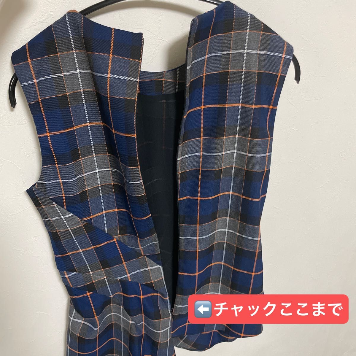 【即購入可◎】ZARA WOMAN チェックワンピース ミニ丈 USA XSサイズ トップス 腰周り隠れる 背面チャック有り