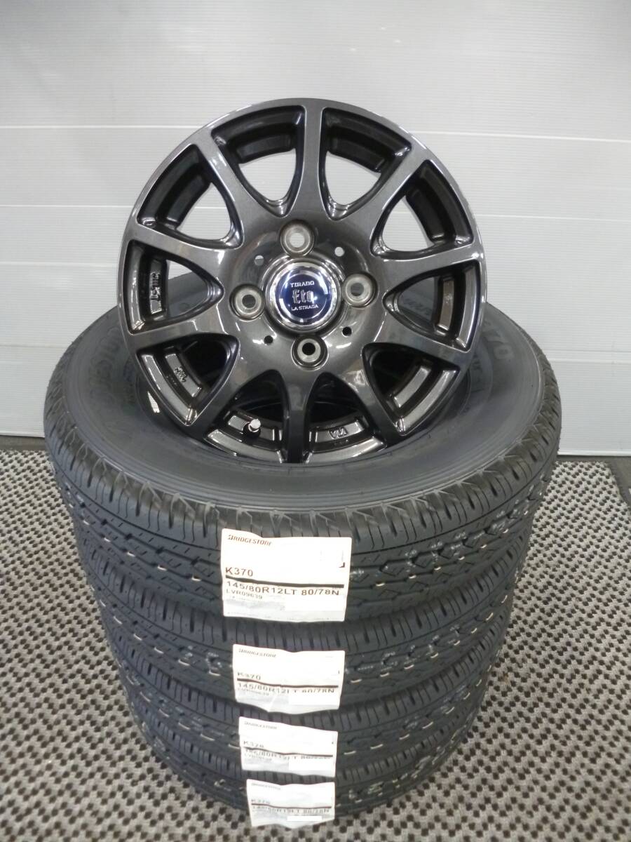 145R12 6PR相当品★新品ブリヂストンK370★145/80R12 80/78Nセット★サンバー・ハイゼット・エブリー・キャリー★G_画像1