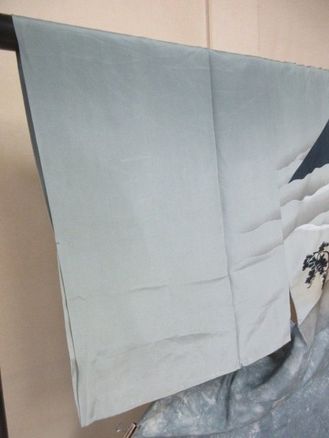 1 jpy superior article silk long kimono-like garment for man Japanese clothes antique Mt Fuji . sea pine high class . good-looking . length 130cm.68cm[ dream job ]***