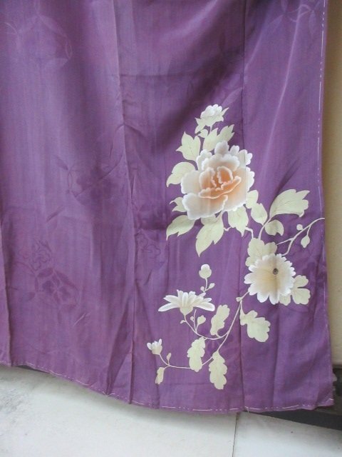1 jpy used silk kimono visit wear .. type . Japanese clothes antique retro .. Cosmos . flower high class . length 149cm.60cm * excellent article *[ dream job ]****
