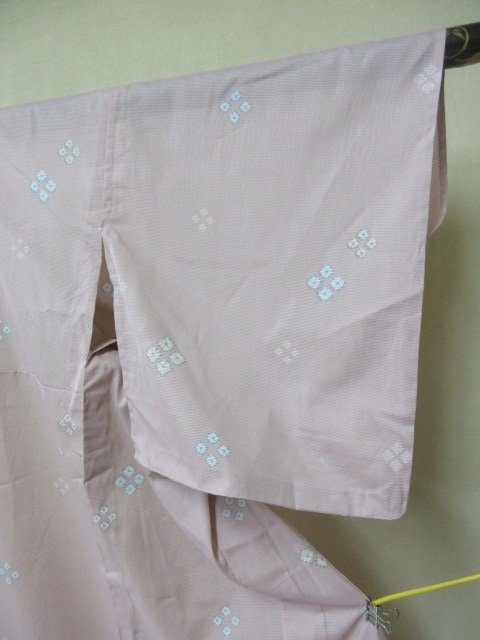 1 jpy superior article .. kimono . summer thing ... Japanese clothes peach color flower . stylish high class single . length 163cm.64cm[ dream job ]***