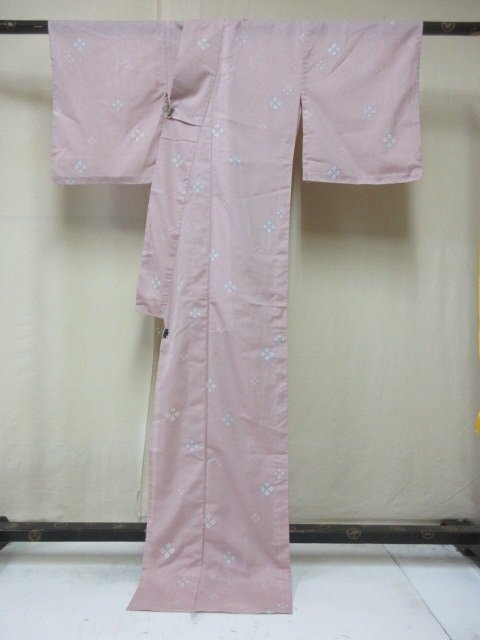1 jpy superior article .. kimono . summer thing ... Japanese clothes peach color flower . stylish high class single . length 163cm.64cm[ dream job ]***