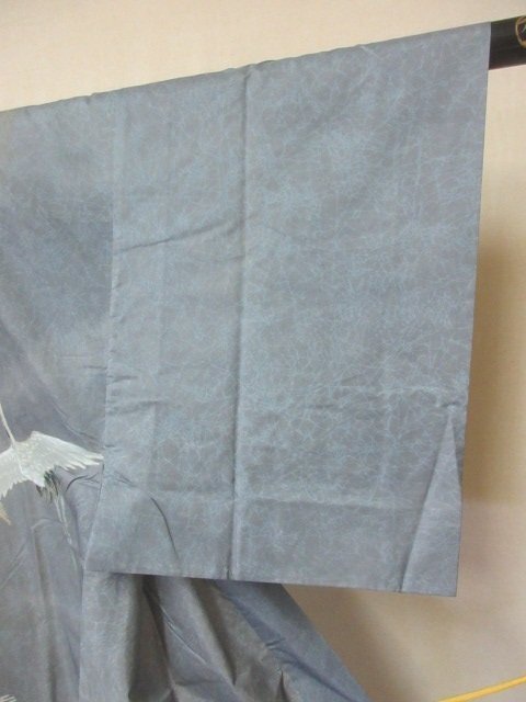 1 jpy used .. long kimono-like garment for man Japanese clothes Japanese clothes ukiyoe . crane crane thousand feather crane high class . good-looking single . length 126cm.65cm[ dream job ]**