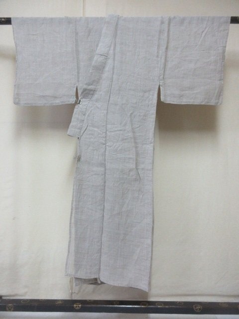 1 jpy superior article flax summer thing kimono length put on for man Japanese clothes Japanese clothes antique .. on cloth plain single . length 133cm.68cm[ dream job ]***