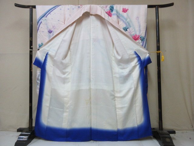 1 jpy used silk kimono long-sleeved kimono ... industry go in . dyeing dividing blow .... flower .. high class . length 153cm.67cm[ dream job ]***