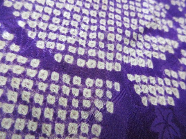 1 jpy used silk length feather woven Japanese clothes coat .... antique retro purple aperture stop . crane deer. . stylish high class . length 88cm.63cm[ dream job ]***