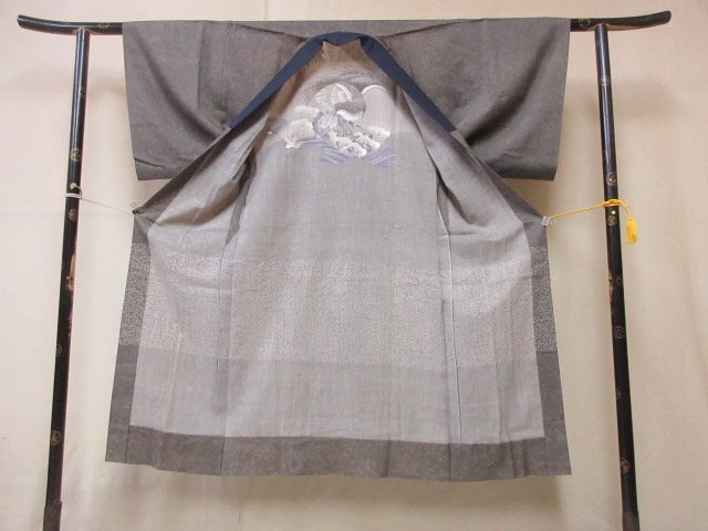 1 jpy superior article .. long kimono-like garment for man Japanese clothes ukiyoe Mt Fuji hawk . wave high class . good-looking sleeve peerless length 131cm.63cm[ dream job ]***