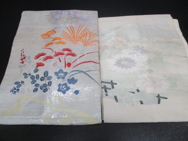 中古 名古屋帯 リメイク 絹 化繊 絽 紗 夏物 縮緬 刺繍 大量 まとめて10点 アンティーク 材料 素材 古布 お稽古 初心者【夢職】☆☆の画像4