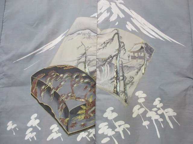 1 jpy superior article .. long kimono-like garment for man Japanese clothes ukiyoe booklet box to hold letters Mt Fuji scenery high class . good-looking sleeve peerless length 126cm.64cm[ dream job ]***