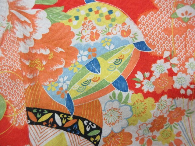 1 иен хорошая вещь натуральный шелк женщина . ребенок кимоно ... шелк "Семь, пять, три" японский костюм античный веер нить шт цветочный принт высококлассный . длина 110cm.54cm[ сон работа ]***