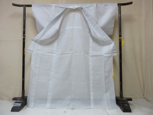 1 jpy superior article flax kimono fine pattern antique Taisho .. on cloth white . what .... writing sama mosquito . abrasion single . length 163cm.64cm * excellent article *[ dream job ]****