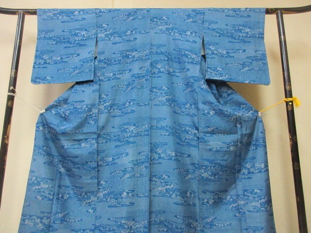 1 jpy superior article silk kimono . pongee Japanese clothes antique .. have job writing sama . flower floral print pretty stylish high class . length 149cm.65cm[ dream job ]***