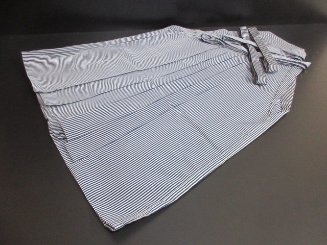 1 jpy superior article .. lamp with a paper shade hakama for man . stripe white blue Japanese clothes type . cord under 85cm high class [ dream job ]***