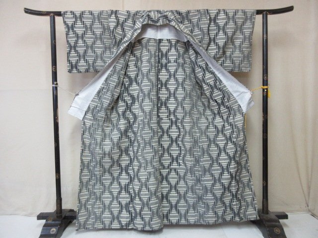 1 jpy superior article silk kimono pongee genuine cotton .. Japanese clothes .. what .... writing sama pretty stylish high class single . length 151cm.65cm[ dream job ]***