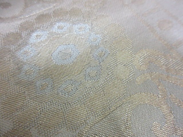 1 jpy superior article silk double-woven obi .. Japanese clothes west . woven gold thread silver thread .. flower Tang .. what ... stylish six through pattern length 424cm[ dream job ]***
