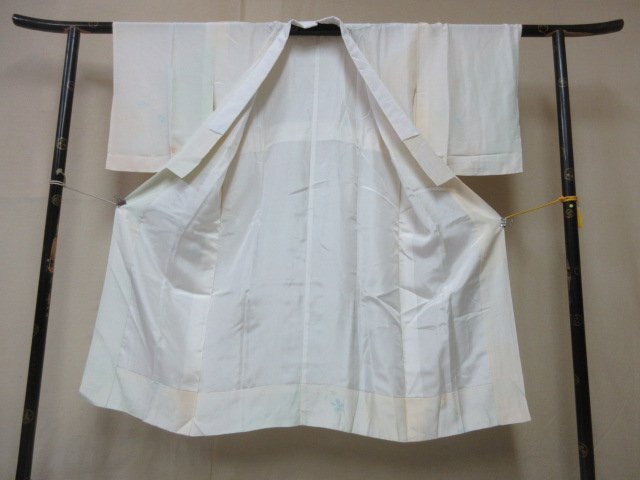 1 иен хорошая вещь натуральный шелк длинное нижнее кимоно .. тип . японский костюм японская одежда .. градация ветка лист модный рукав единственный в своем роде длина 119cm.63cm[ сон работа ]***