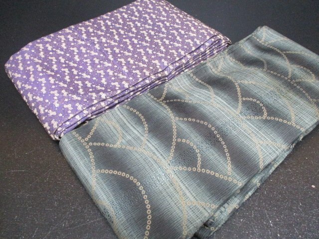  used hanhaba obi remake silk .. antique quiet classic pattern embroidery obi ground together 10ps.@ kimono small articles cloth bag kimono [ dream job ]***