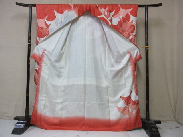 1 jpy superior article silk kimono long-sleeved kimono .. type . Japanese clothes Japanese clothes . tree .. author thing dyeing dividing crane thousand feather crane high class . length 157cm.63cm * excellent article *[ dream job ]****