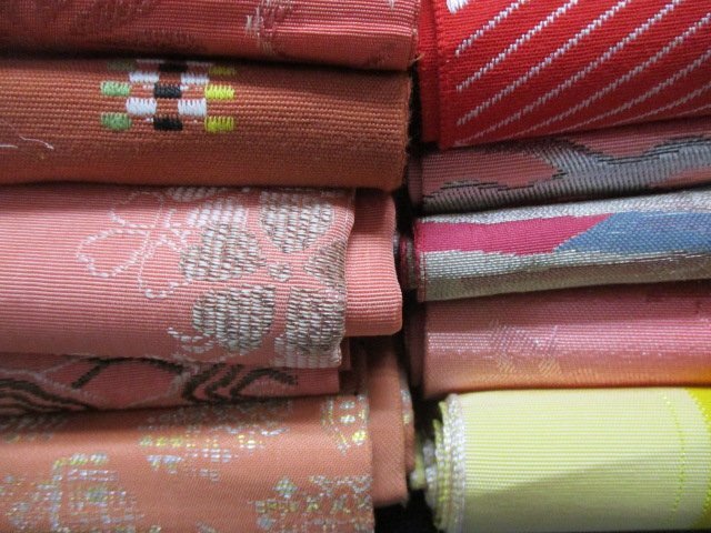  used hanhaba obi remake silk .. antique pretty various embroidery obi ground together 10ps.@ kimono small articles cloth bag kimono [ dream job ]**