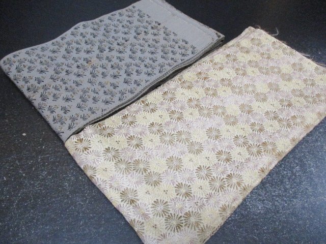  used hanhaba obi remake silk .. antique quiet classic pattern embroidery obi ground together 10ps.@ kimono small articles cloth bag kimono [ dream job ]***