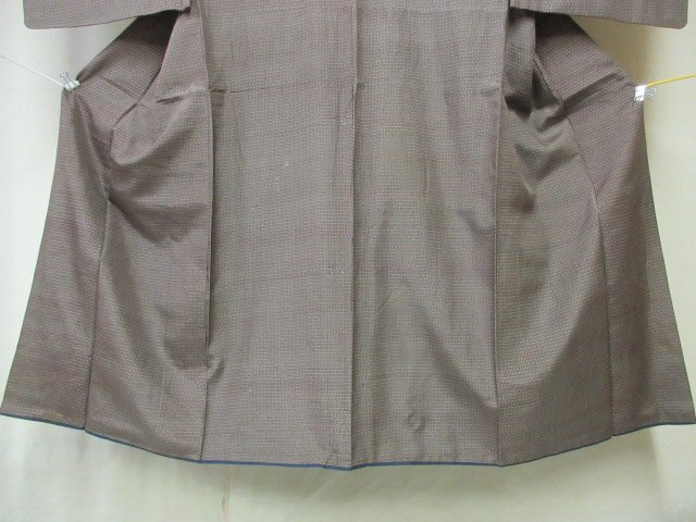 1円 中古 正絹 長着 着物 紬 男性用 和装 和服 アンティーク 花菱 幾何学 抽象 袷 身丈128cm 裄64cm 【夢職】★★★の画像5