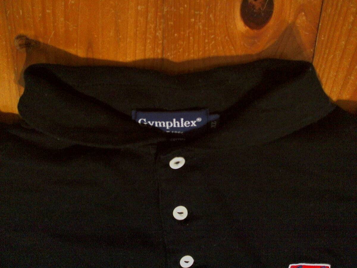 ☆ジムフレックス【Gymphlex】エンブレム刺繍 小襟ポロシャツ 半袖ハーフボタン半袖シャツ XL 黒 ブラック の画像3