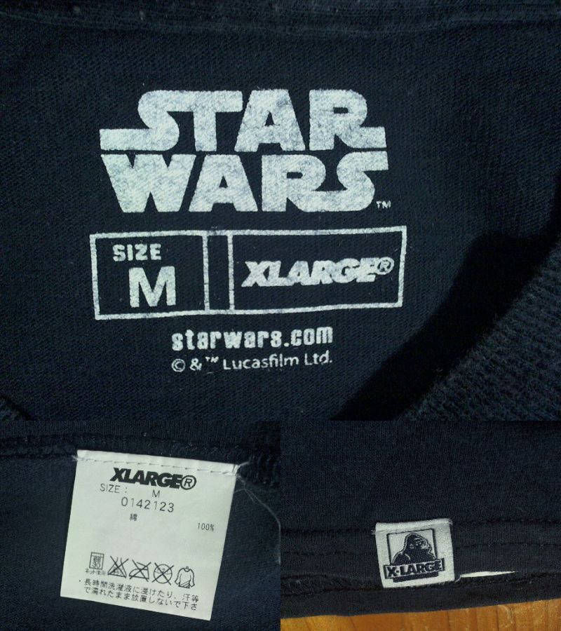 ☆色落ち有・レア品☆エクストララージ×スターウォーズ【X-LARGE×star wars】両面プリントTシャツ コットンtシャツ M 濃紺 の画像5