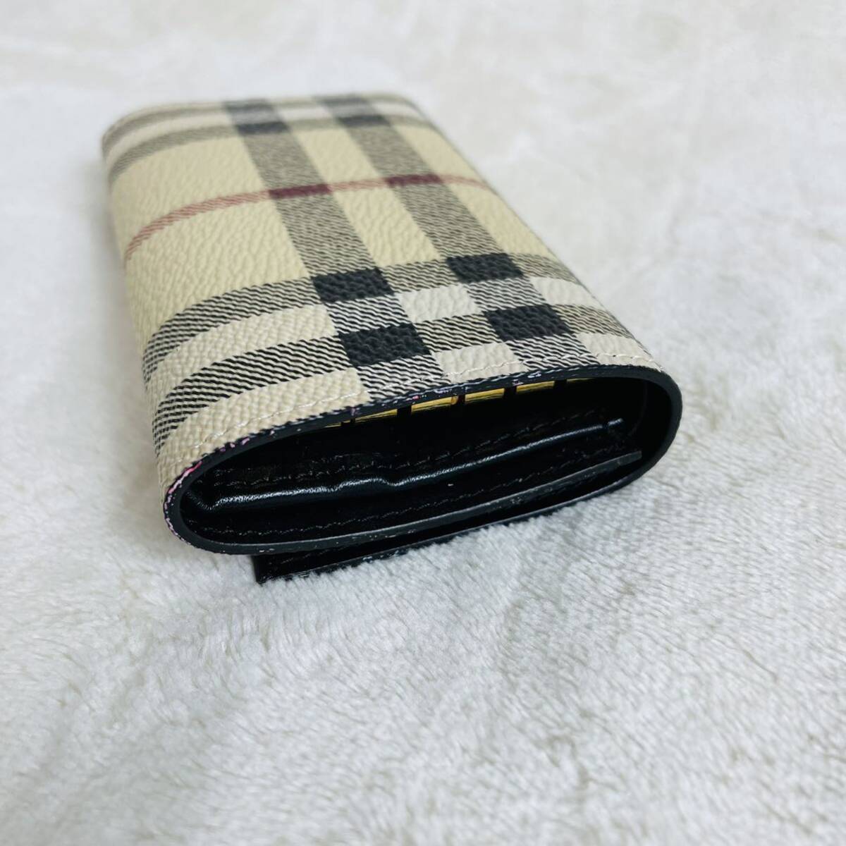 【美品】BURBERRY バーバリー ノバチェック PVC 6連 キーケース 鍵入れ お札いれ　メンズ レディース ベージュ系