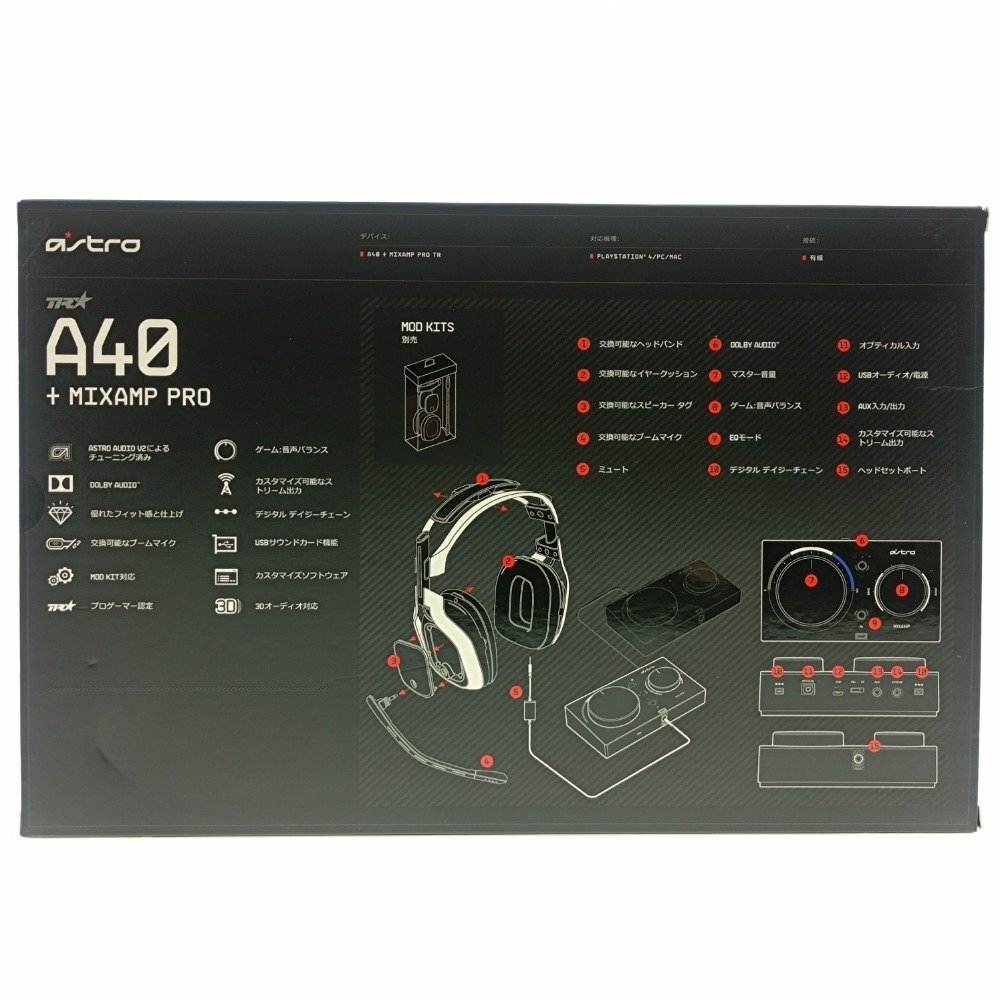 Logicool ロジクール G ASTRO Gaming A40 ゲーミング ヘッドセット A40TR-MAP-002R & A40 MOD KIT 2点 有線 5.1ch まとめ PC 中古_画像3