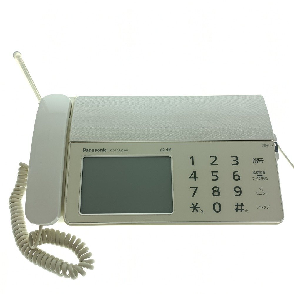 Panasonic パナソニック おたっくす デジタル コードレス FAX KX-PD702DL 子機1台付 ホワイト タッチ 電話機 ファクス 家電 中古_画像2