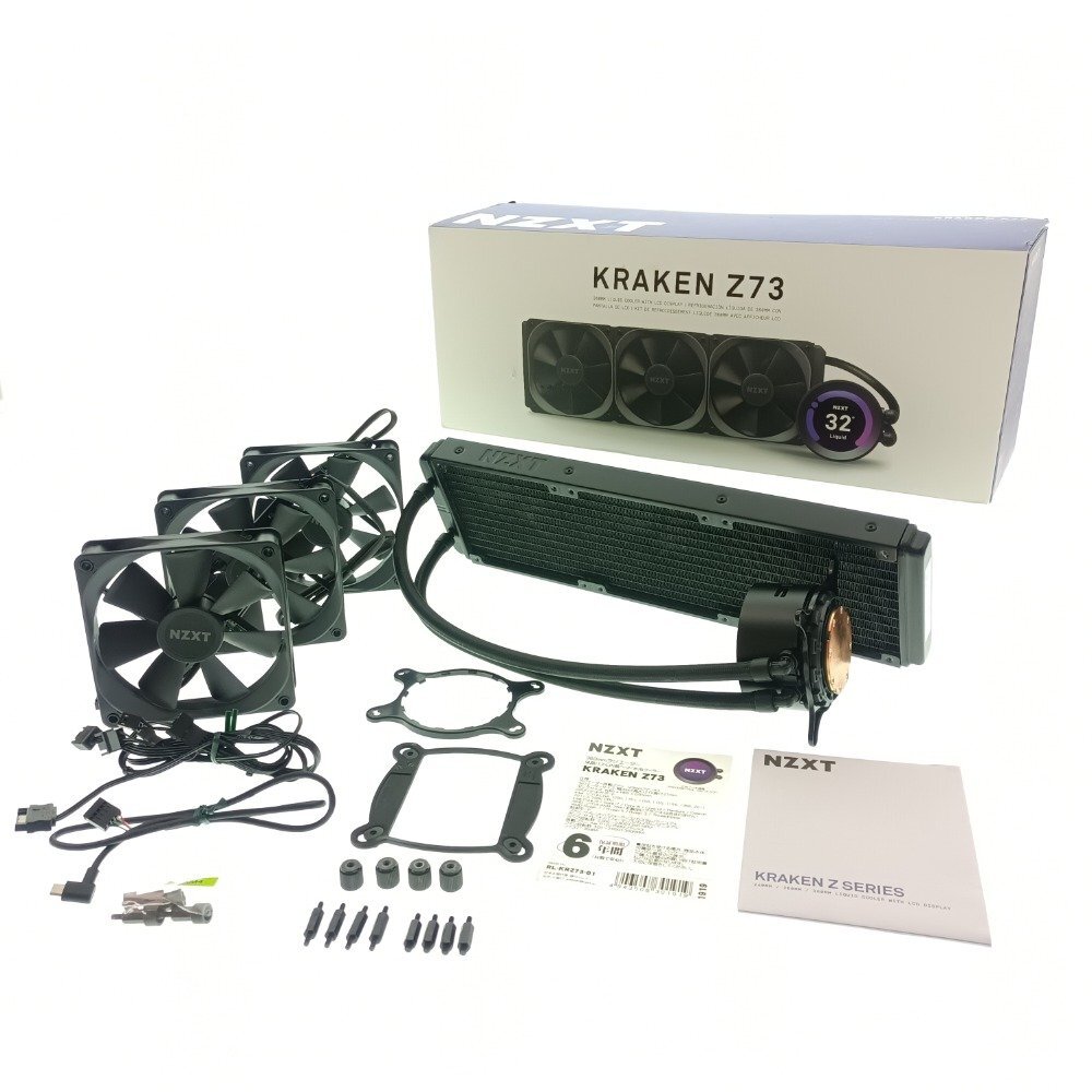 NZXT 簡易水冷 CPUクーラー KRAKEN Z73 RL-KRZ73-01 360mm(120mm×3) ブラック 液晶モニタ 自作 耐久 静音 カスタム PCパーツ 中古の画像1