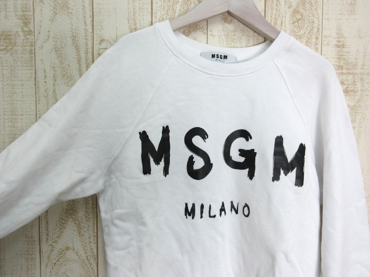 MSGM/ M e fibre - M : sweat sweatshirt Logo crew neck reverse side nappy 2542MDM189 white size XS/ lady's / used /USED