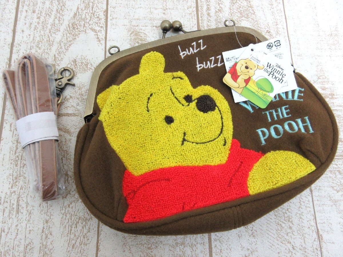 ディズニー くまのプーさん がま口さがら刺繍ショルダーバッグ WINNIE THE POOH_画像1