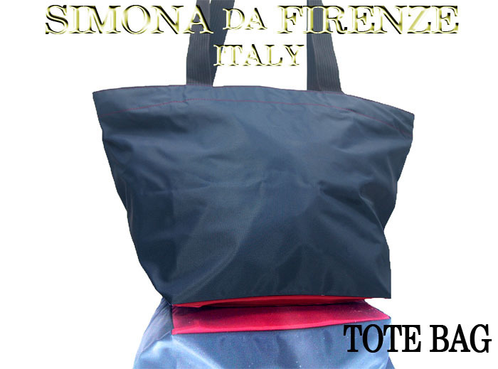 格安～ SIMONA DA FIRENZE ショルダー トートバッグ 紺 / 赤 ツートンカラー 日時指定無しで送料440円_ショルダー トートバッグ 濃紺 / 赤