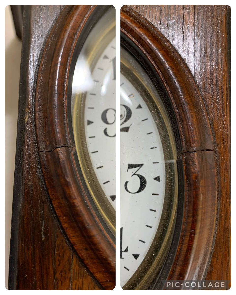 精工舎 筋硝子 柱時計 動作品 6インチ 琺瑯 ホーロー 文字盤 古時計 ゼンマイ式 掛時計 振り子時計 アンティーク レトロ の画像10