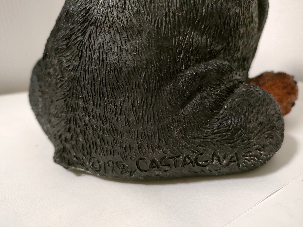 イタリア製　Demain　Castagna　ドマン　カスターニャ　犬　置物　ロットワイラー　樹脂製　高さ23cm　中古 ディスプレイ オブジェ　1994年