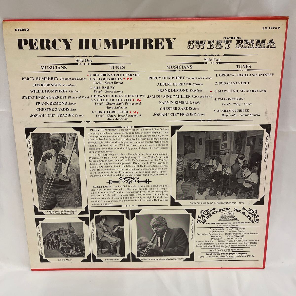 40420N 輸入盤12inch LP★PERCY HUMPHREY /FEATURING SWEET EMMA★SM-1974_画像2