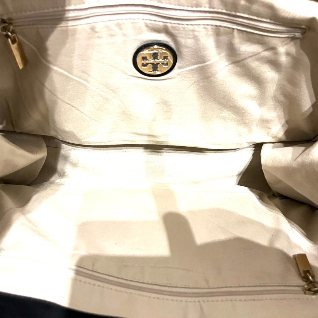 トリーバーチ TORY BURCH ナイロン エナメル 黒トートバッグの画像6