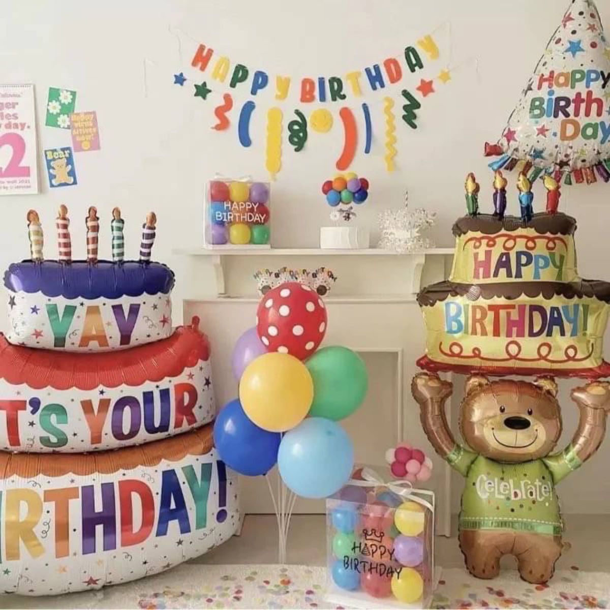 即日　バルーン　バースデー　飾り　誕生日　お祝い　ケーキ型　風船　パーティー　キッズ　ベビー　赤ちゃん　サプライズ