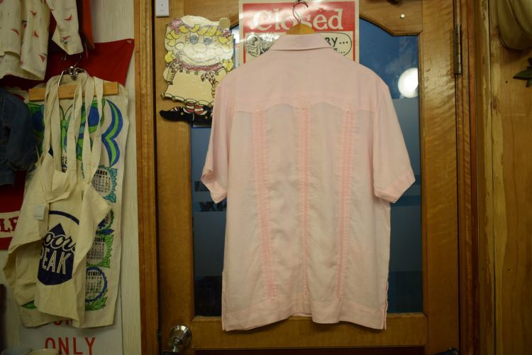 グッドカラーMOJITO半袖オールリネンキューバシャツXL薄ピンク系100麻アメカジストリートビッグサイズh23323_画像5