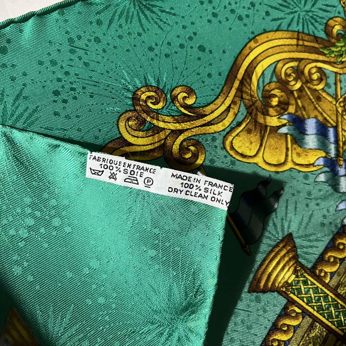 HERMES エルメス カレ 90 LUNA PARK 遊園地 メリーゴーランド シルクスカーフ 総柄 フランス製 ヴィンテージ OLD エメラルドグリーンの画像5